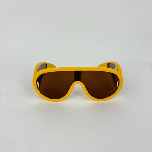 Yellow Futuristic Wave Mask Sunglasses - Picture 1 of 2